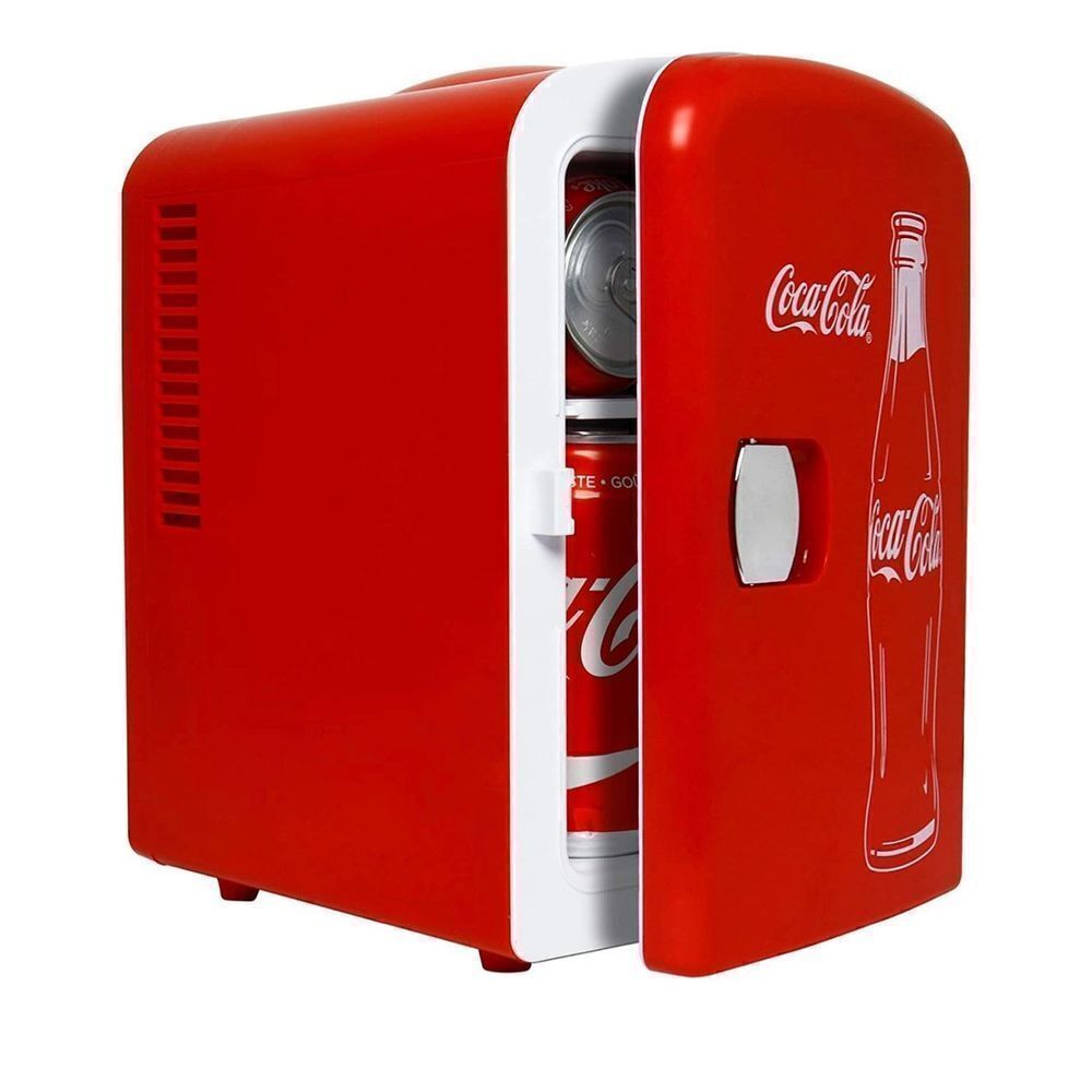 Coca-Cola 4L Portable Cooler, Personal Travel Fridge Red, Coke Bottle
